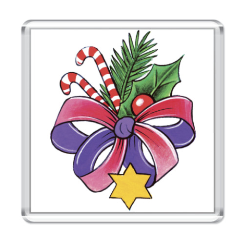 Магнит с принтом Новогодний букет