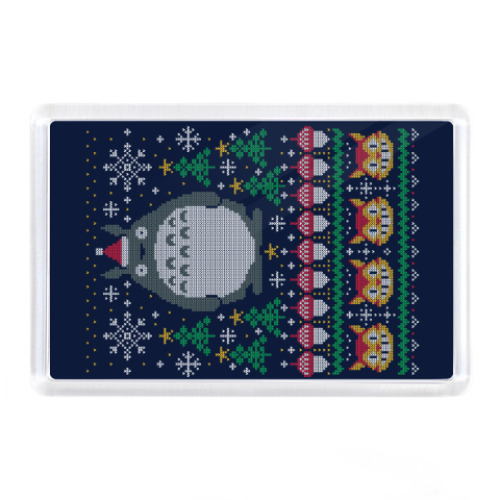 Магнит с принтом Новогодний Тоторо и кот Totoro