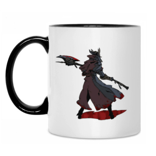 Кружка с принтом Bloodborne - охотник и монстр