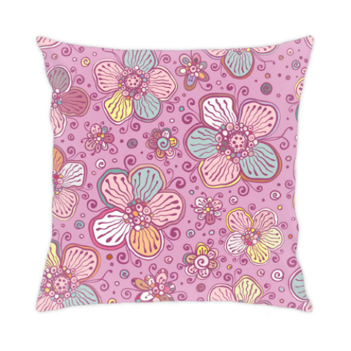 Подушка с принтом Винтажные цветы