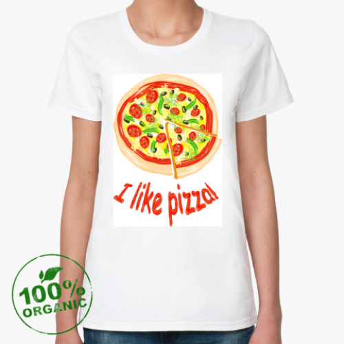 Женская футболка из органик-хлопка с принтом Пицца