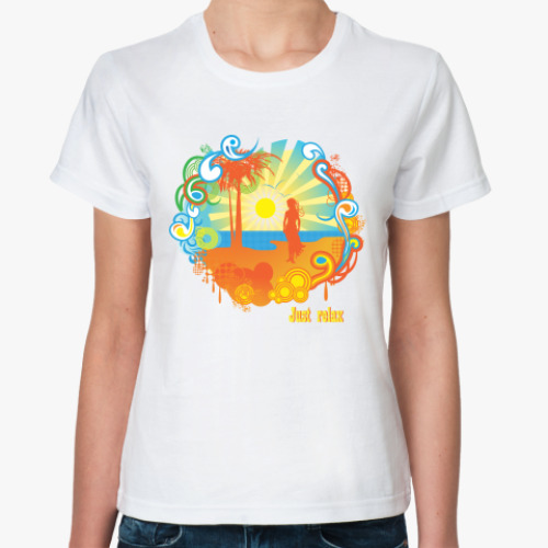 Классическая футболка с принтом  Отдохни