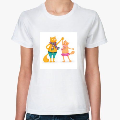 Классическая футболка с принтом Коты