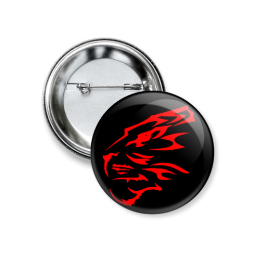 Значок 37мм с принтом Тигр