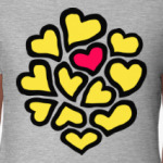 Много цветных сердечек