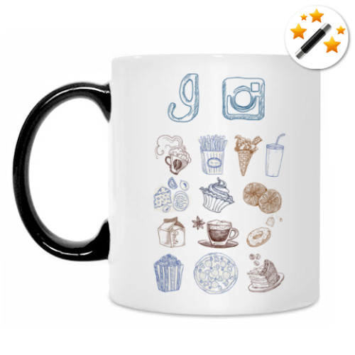 Кружка-хамелеон с принтом Я фотографирую еду