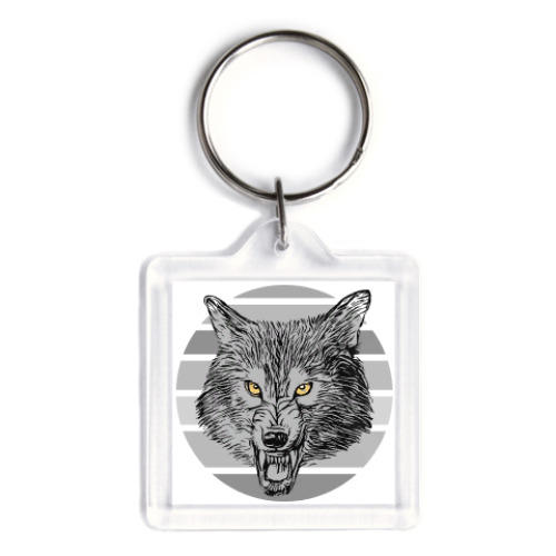 Брелок с принтом Звериный оскал, пасть волка, хищник