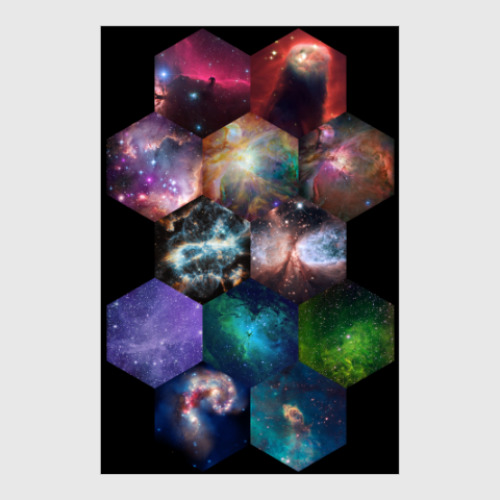 Постер с принтом Космический гексагон