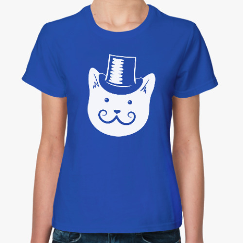 Женская футболка с принтом Мистер Кот в шляпе
