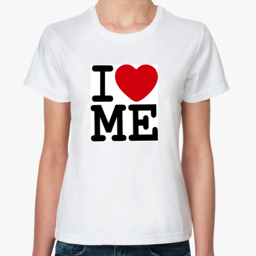 Классическая футболка с принтом I Love ME