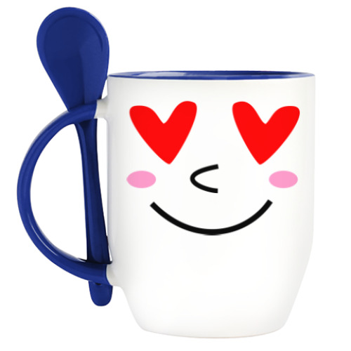 Кружка с ложкой с принтом Я тебя люблю