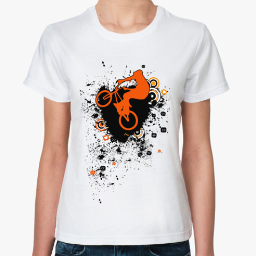 Классическая футболка с принтом  Велосипедист