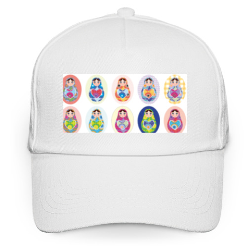 Кепка бейсболка с принтом  Матрешки