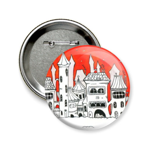 Значок 58мм с принтом Рождественское настроение