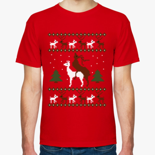 Футболка с принтом Олени в лесу