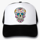 Кепка Trucker, черная Мексиканский череп Calavera