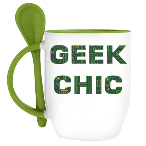 Кружка с ложкой с принтом GEEK CHIC