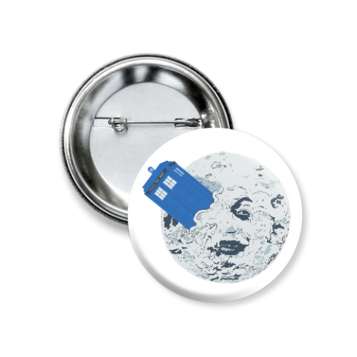 Значок 37мм с принтом Тардис на луне