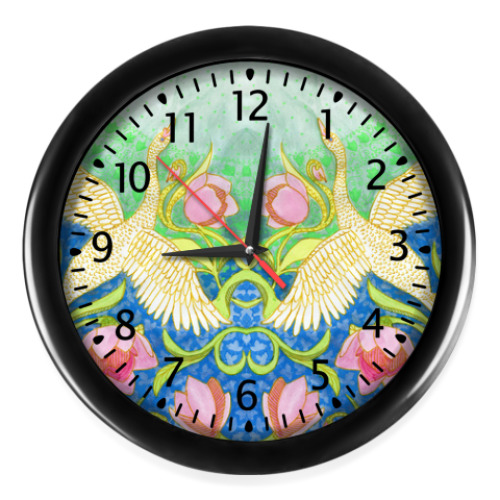 Настенные часы с принтом Два лебедя