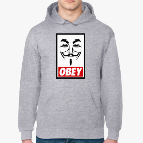 Толстовка худи с принтом Obey anonymous