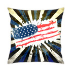 Подушка 35x35 см с цветной обратной стороной Американский флаг. Гранж.