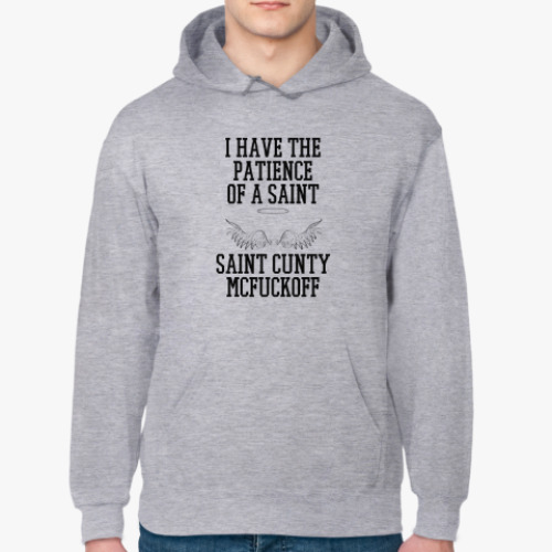 Толстовка худи с принтом Patience of a saint | Святое терпение