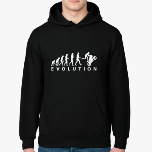 Толстовка худи с принтом Эволюция мотоциклиста