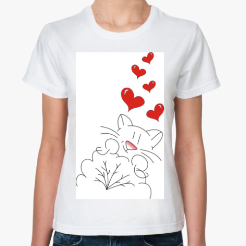 Классическая футболка с принтом  'Кот-лямур'