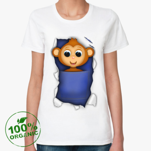Женская футболка из органик-хлопка с принтом Обезьянка