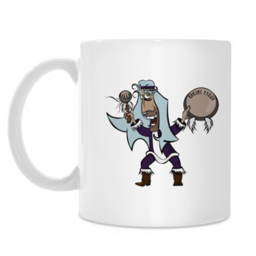 Кружка с принтом Шаман с бубном проводит обряд изгнания кризиса