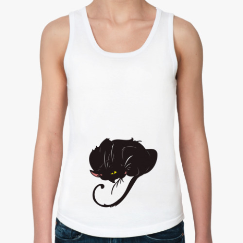 Женская майка с принтом Black cat