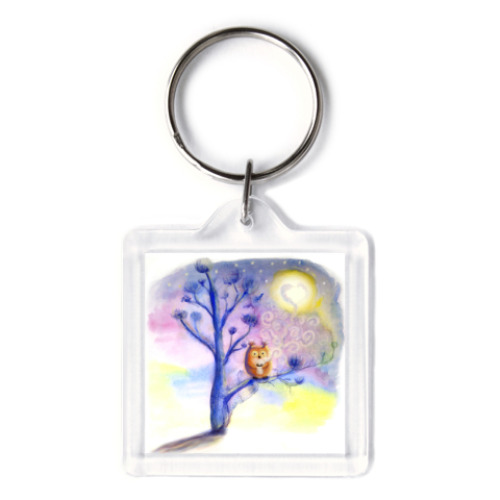 Брелок с принтом Сова пьет кофе