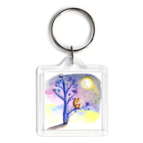 Брелок с принтом Сова пьет кофе