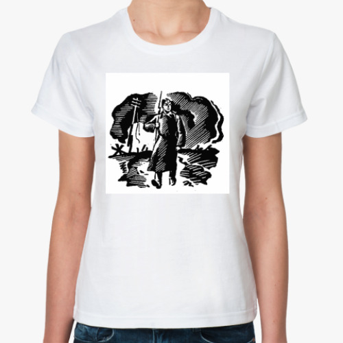 Классическая футболка с принтом Солдат на посту