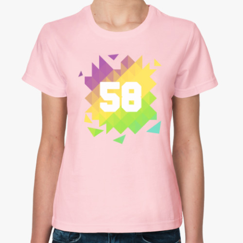 Женская футболка с принтом Цифра 58 (Low Poly)