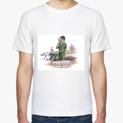 Футболка с принтом в окопе