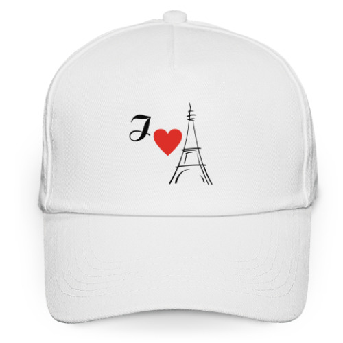 Кепка бейсболка с принтом Я люблю Париж.