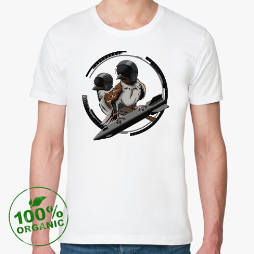 Футболка из органик-хлопка с принтом Птицы воробьи-истребители