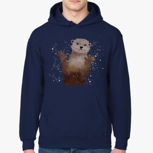 Толстовка худи с принтом Выдра и брызги