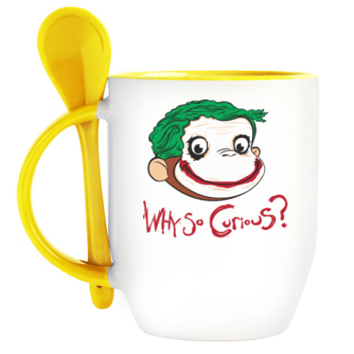 Кружка с ложкой с принтом Почему так интересно?