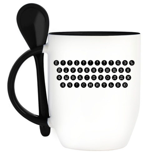 Кружка с ложкой с принтом Print it!