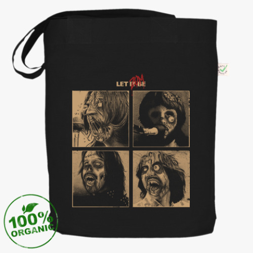 Сумка шоппер с принтом The Beatles Zombie фанарт