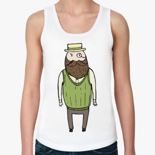 Женская майка с принтом Милый бородатый джентльмен