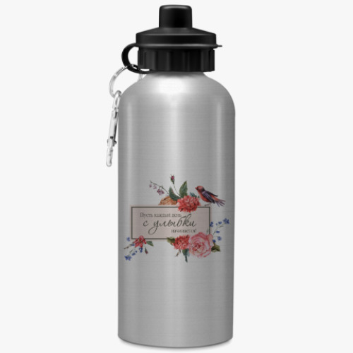 Бутылка с карабином (500 мл) с принтом Подарок пожелание к празднику