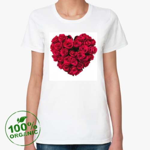 Женская футболка из органик-хлопка с принтом Сердце из роз