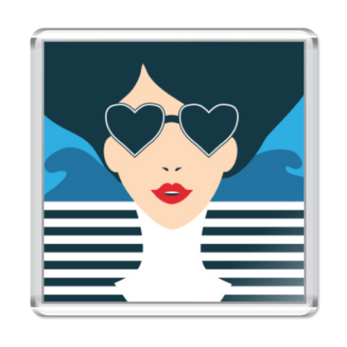 Магнит с принтом Француженка, фэшн иллюстрация, поп арт