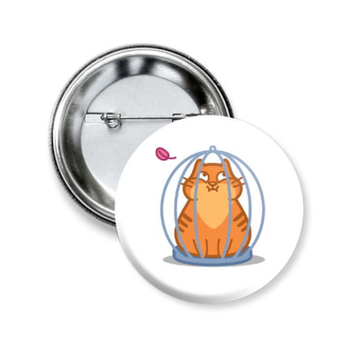 Значок 50мм с принтом Кот в клетке