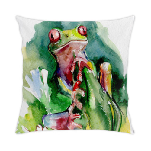 Подушка с принтом Лягушка