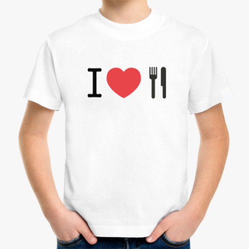 Детская футболка с принтом Я люблю есть