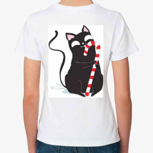 Классическая футболка с принтом Кот